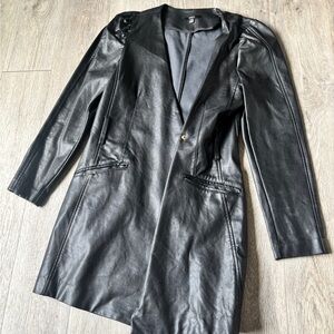 Black Leather Women's Coat